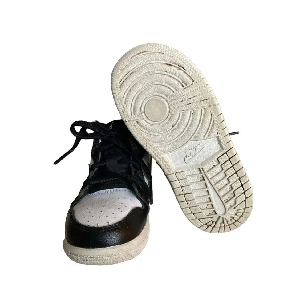Nike Air Jordan 1 Mid Toddler 8C Black White Red Swoosh Sneakers